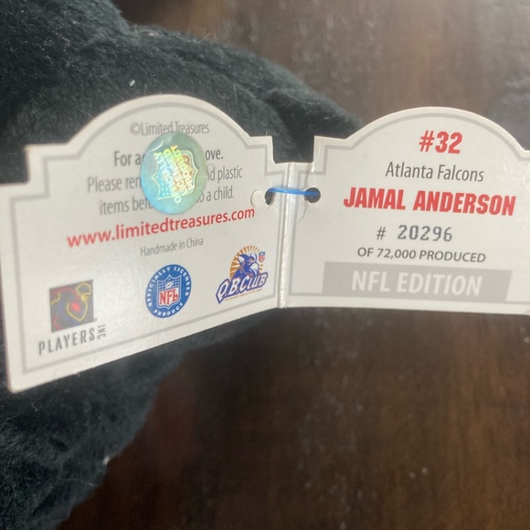 Limited treasures 1998 Falcons NFL beanie bear Jamal Anderson #32 - Picture 3 of 4